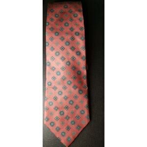 Woodward Men 100% Silk Handmade Italy Traditional Medallion Brick Red Vintage